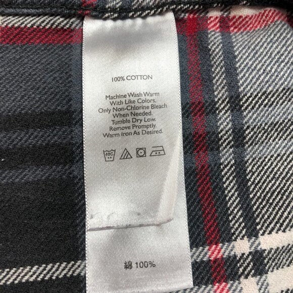 Eddie Bauer Plaid Flannel Button Up Shirt Red, White, Grey Size Medium - Picture 5 of 11